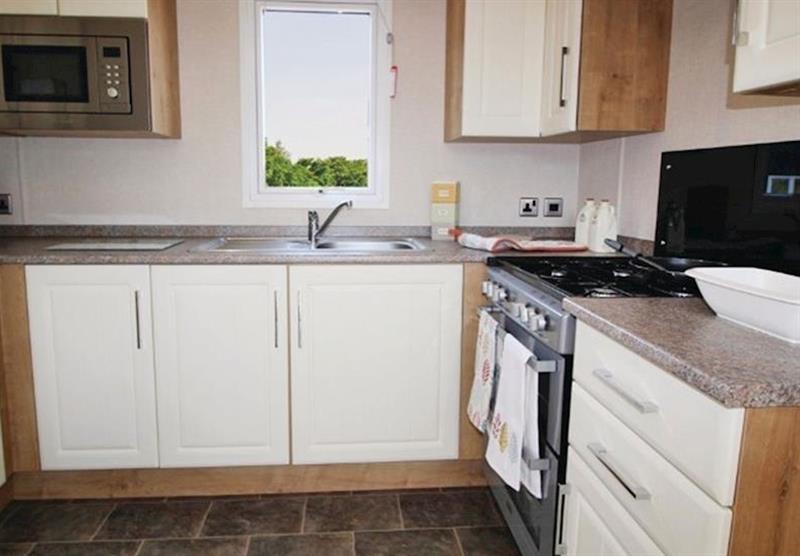 Kitchen in a Select Plus 3 at Liskey Hill Holiday Park in Perranporth, North Cornwall
