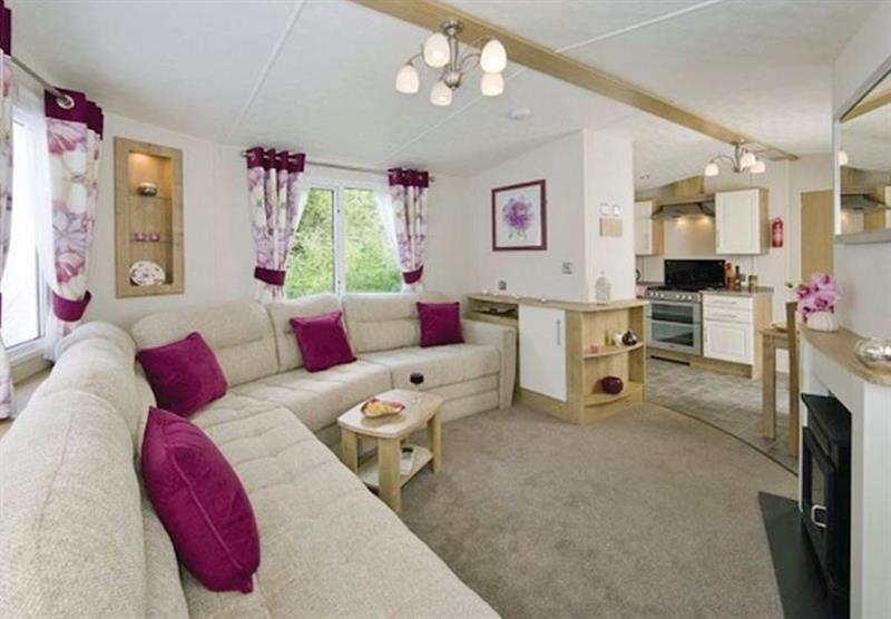 Living room in a Select Plus 3 at Liskey Hill Holiday Park in Perranporth, North Cornwall