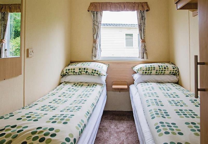 twin bedroom in a Silver 2 at Liskey Hill Holiday Park in Perranporth, North Cornwall