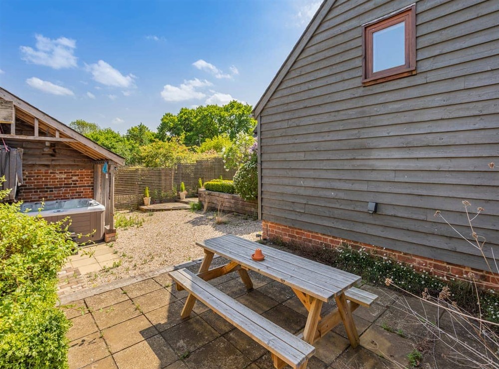 Hot tub at Liston Hall Barn in Gosfield, Essex