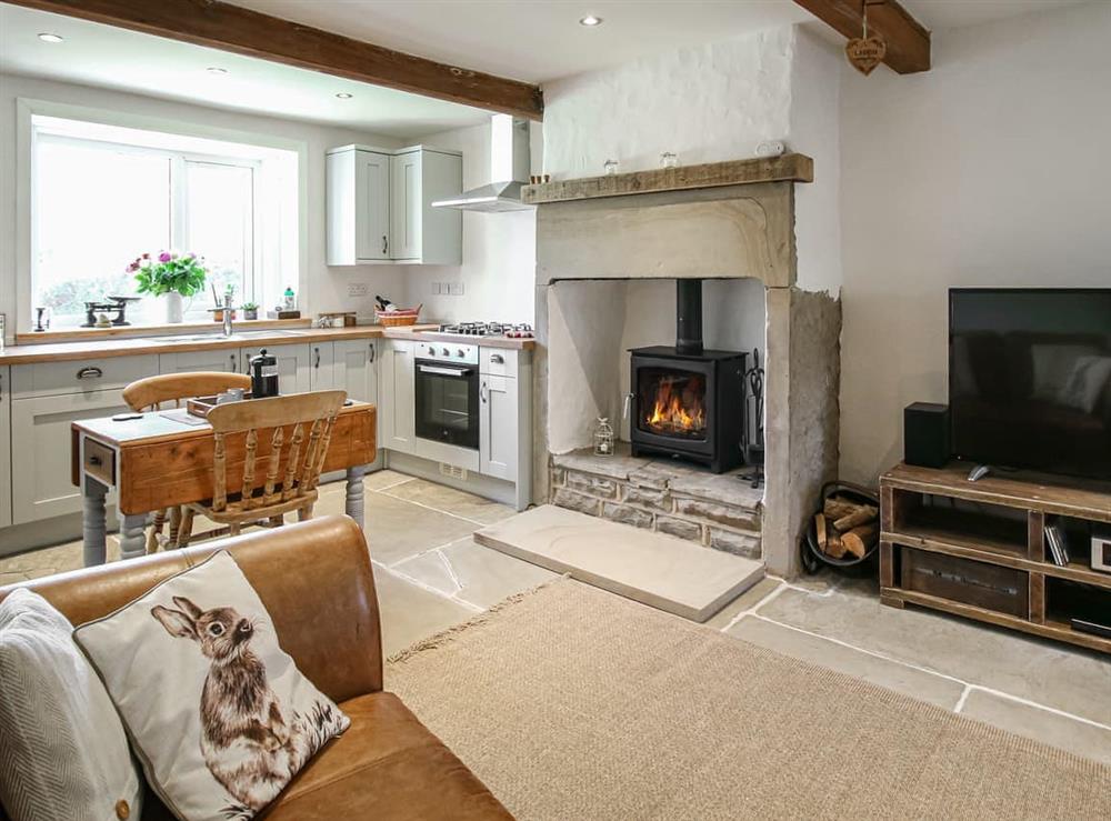 Open plan living space at Little Badger Cottage in Kirkburton, near Huddersfield, West Yorkshire