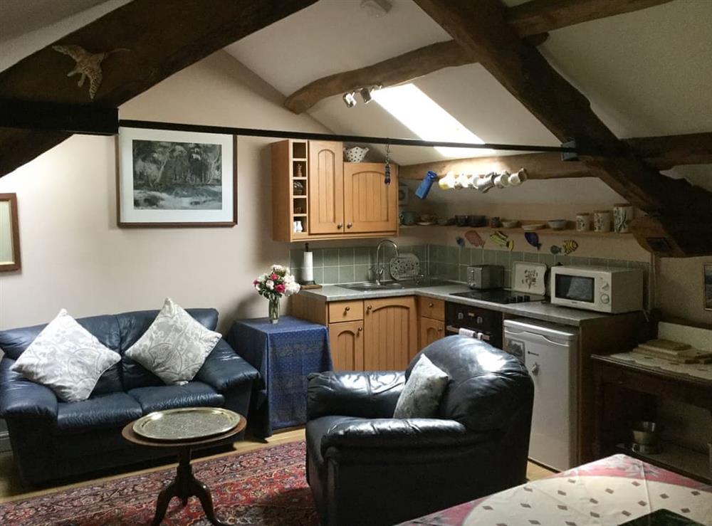 Open plan living space at Little Bay Byre in Hesket Newmarket, near Caldbeck, Cumbria