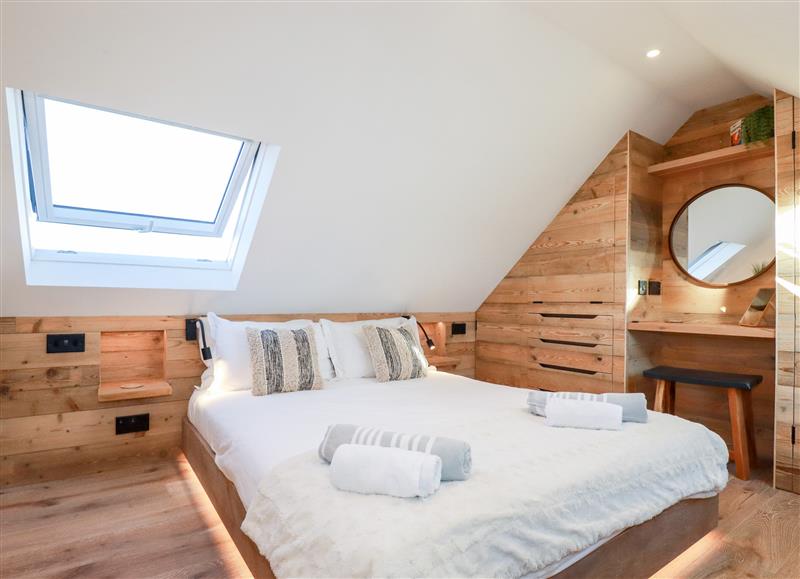 One of the bedrooms at Little Beach Cabin, Crantock