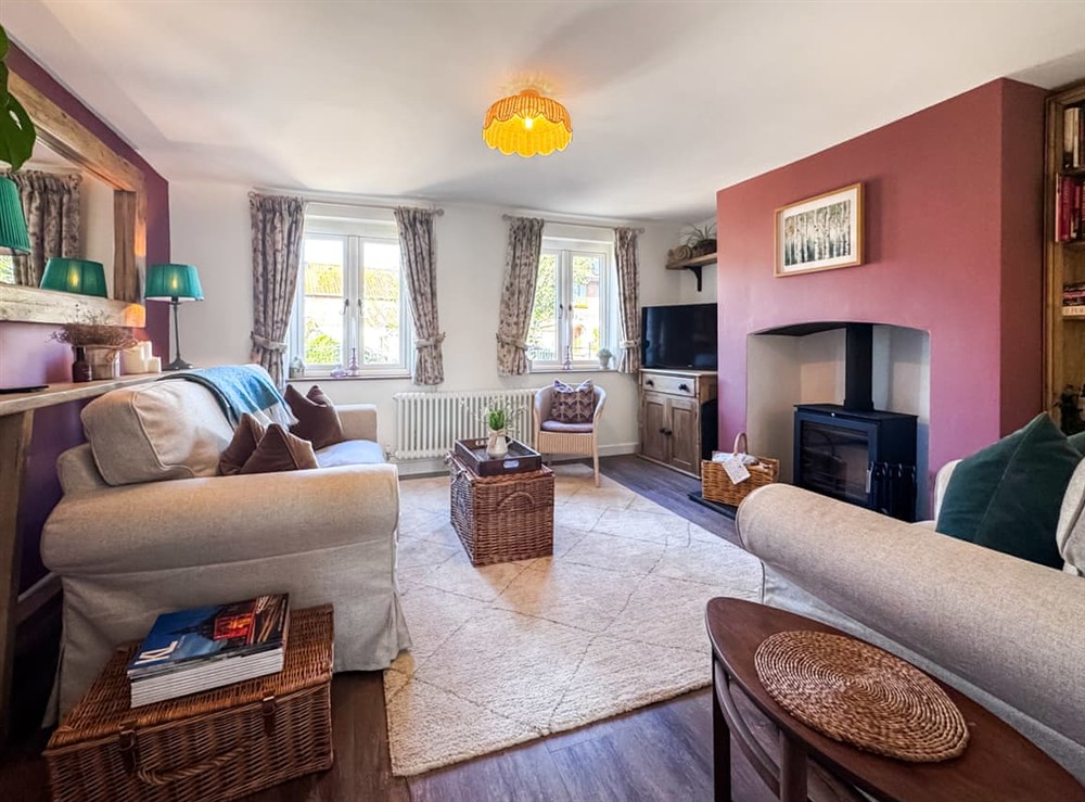Living room at Little Birch Cottage in Great Ryburgh, near Fakenham, Norfolk