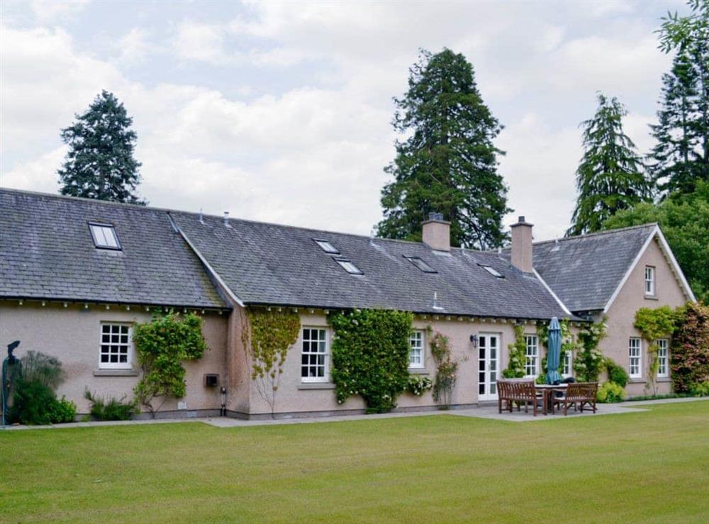 Rear of property with outdoor furniture at Little Blackhall Lodge in near Banchory, Aberdeenshire