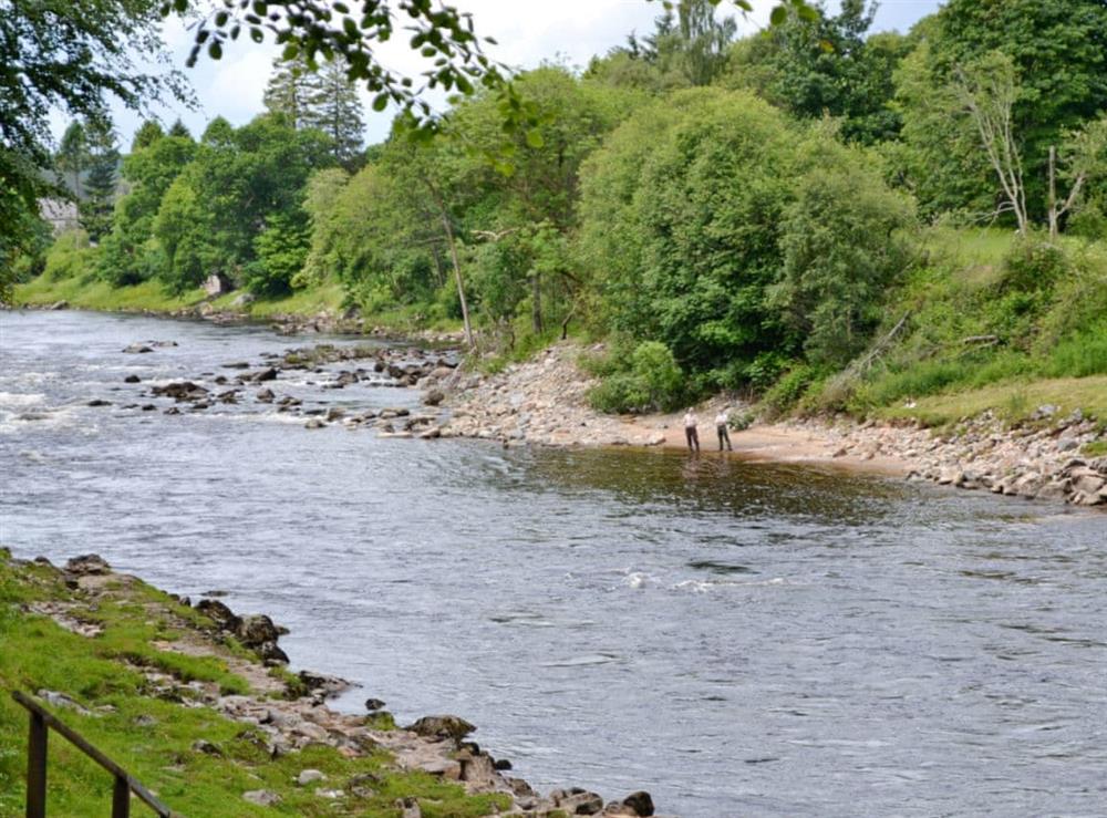 River Dee runs through the property at Little Blackhall Lodge in near Banchory, Aberdeenshire