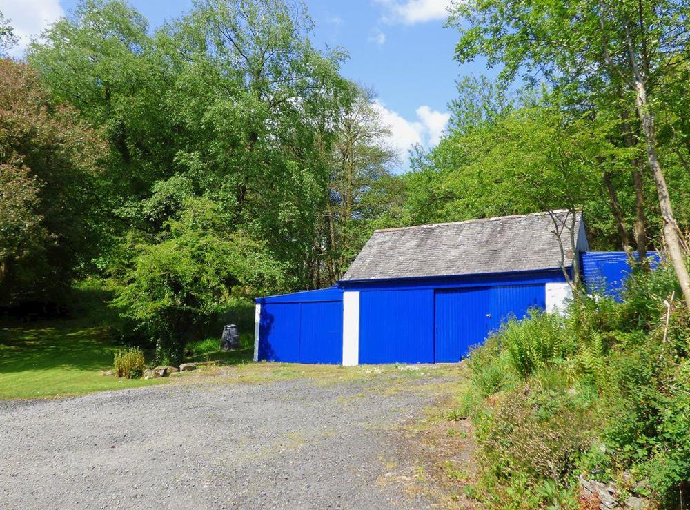 Garage and driveway at Little Boreland in Gatehouse of Fleet, Dumfries and Galloway