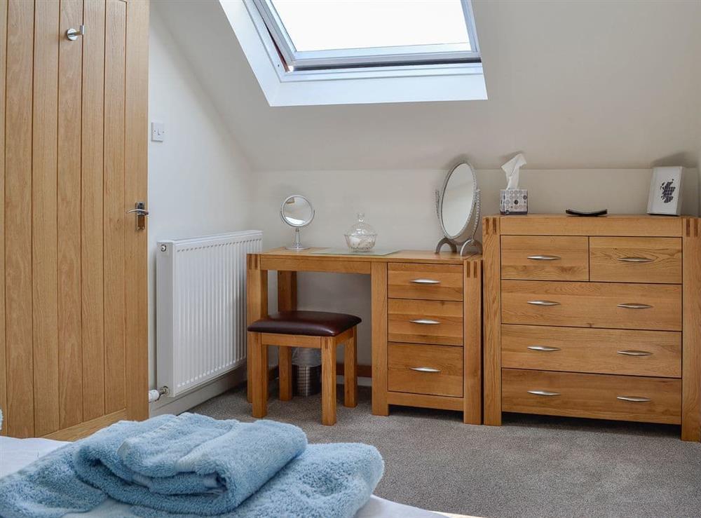 Lovely double bedroom with sloping ceiling at Little Cottage in Wigtown, Dumfries and Galloway, Wigtownshire