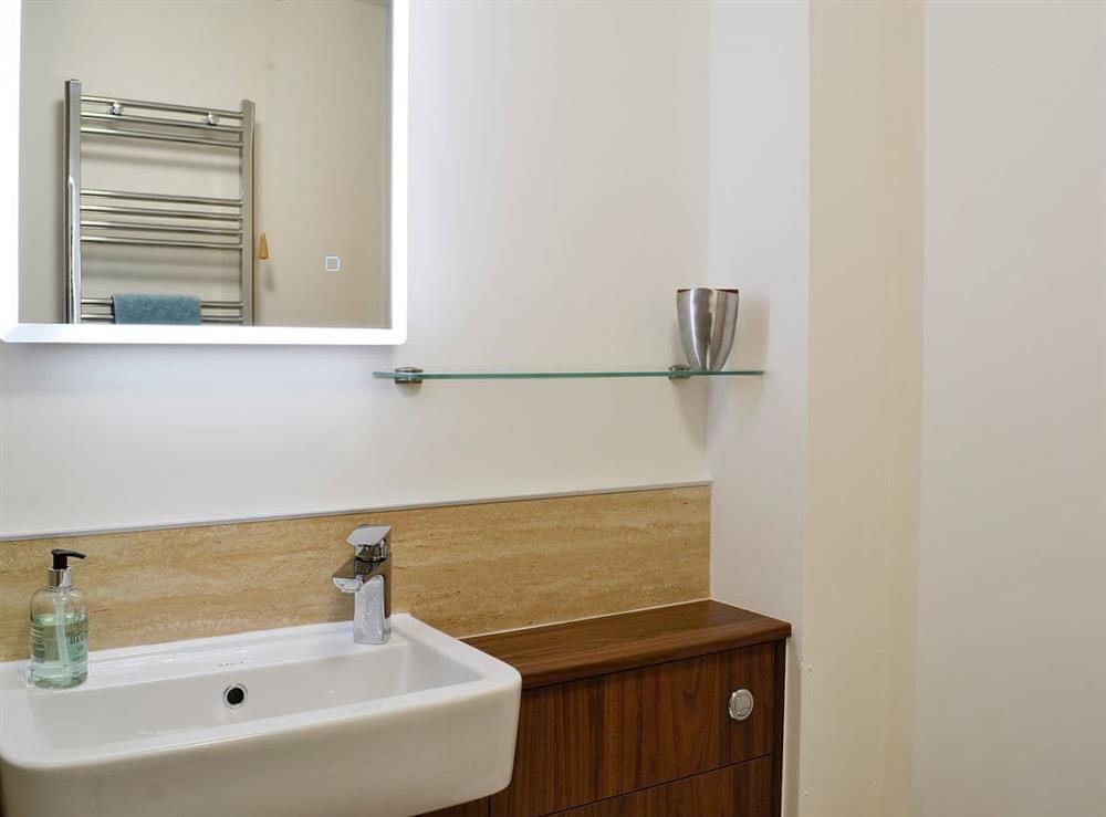 Shower room with heated towel rail at Little Cottage in Wigtown, Dumfries and Galloway, Wigtownshire