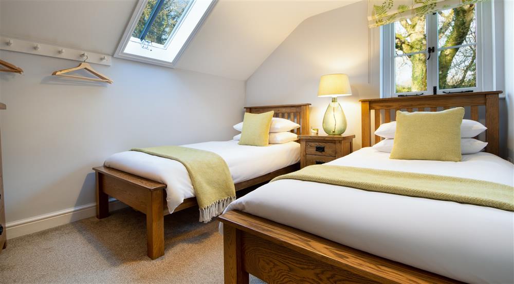 One of the twin bedrooms at Little Craig-y-borion in Narberth, Pembrokeshire