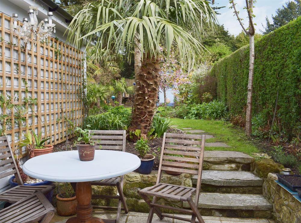 Sitting-out-area with garden furniture at Little Croxley in Wroxall, near Ventnor, Isle of Wight