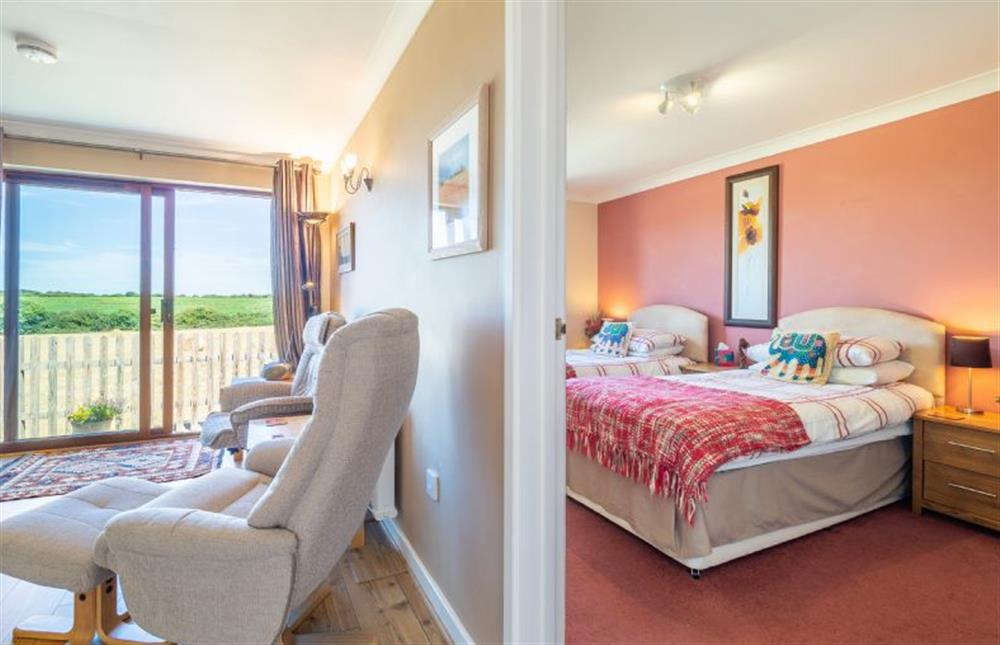 Ground floor: A view to the master bedroom from the living area at Little Emmaus, Cley-next-the-Sea near Holt