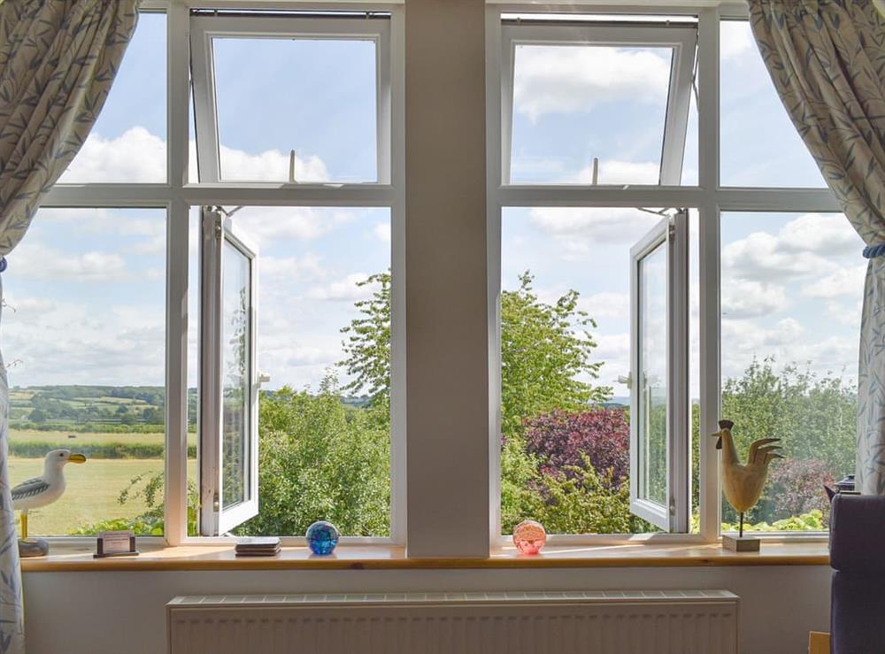 Lovely rural views from the living area at Little Glebe in Folke, near Sherbourne, Dorset