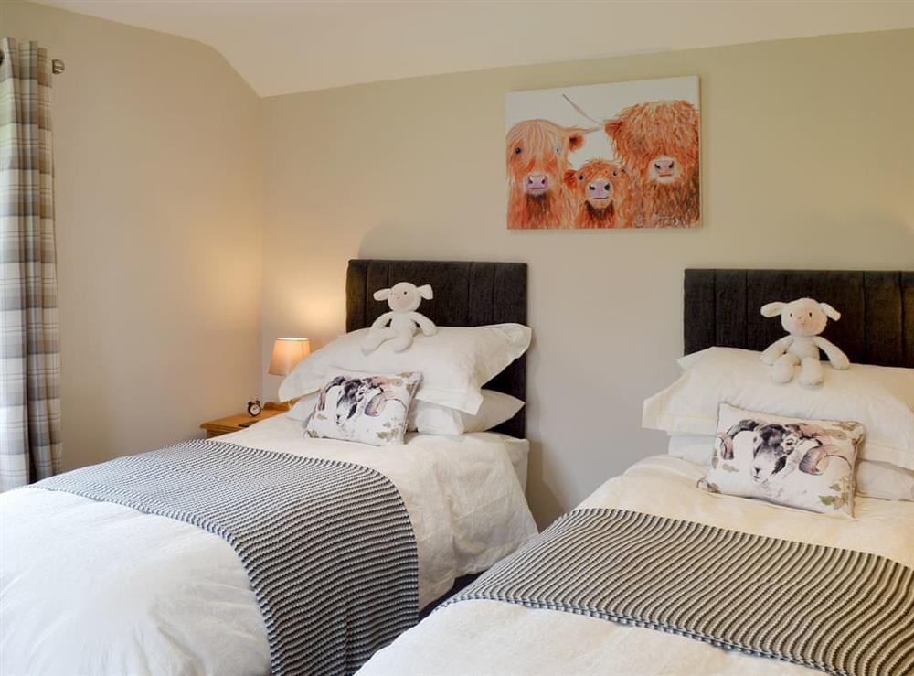 Comfortable twin bedroom at Little Grans Cottage in Ickornshaw, near Cowling, North Yorkshire