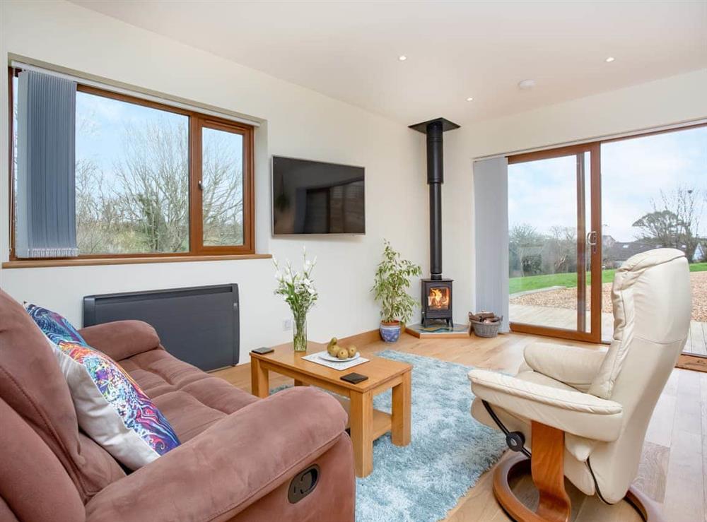 Open plan living space at Little Gwythendros in Paul, near Penzance, Cornwall