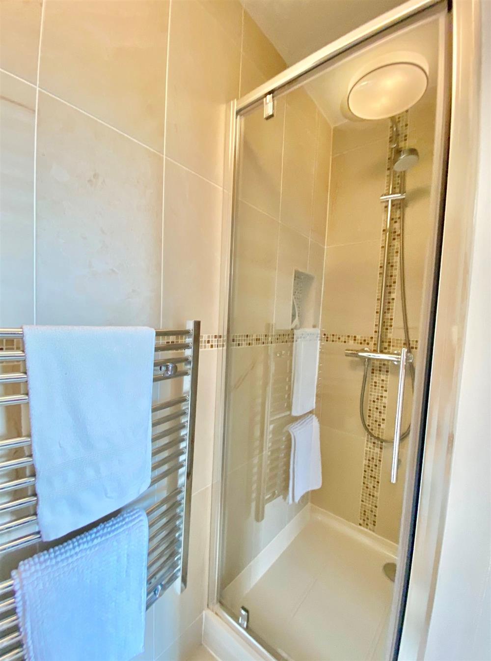  En-suite shower room to bedroom two at Little Halt, Freshwater