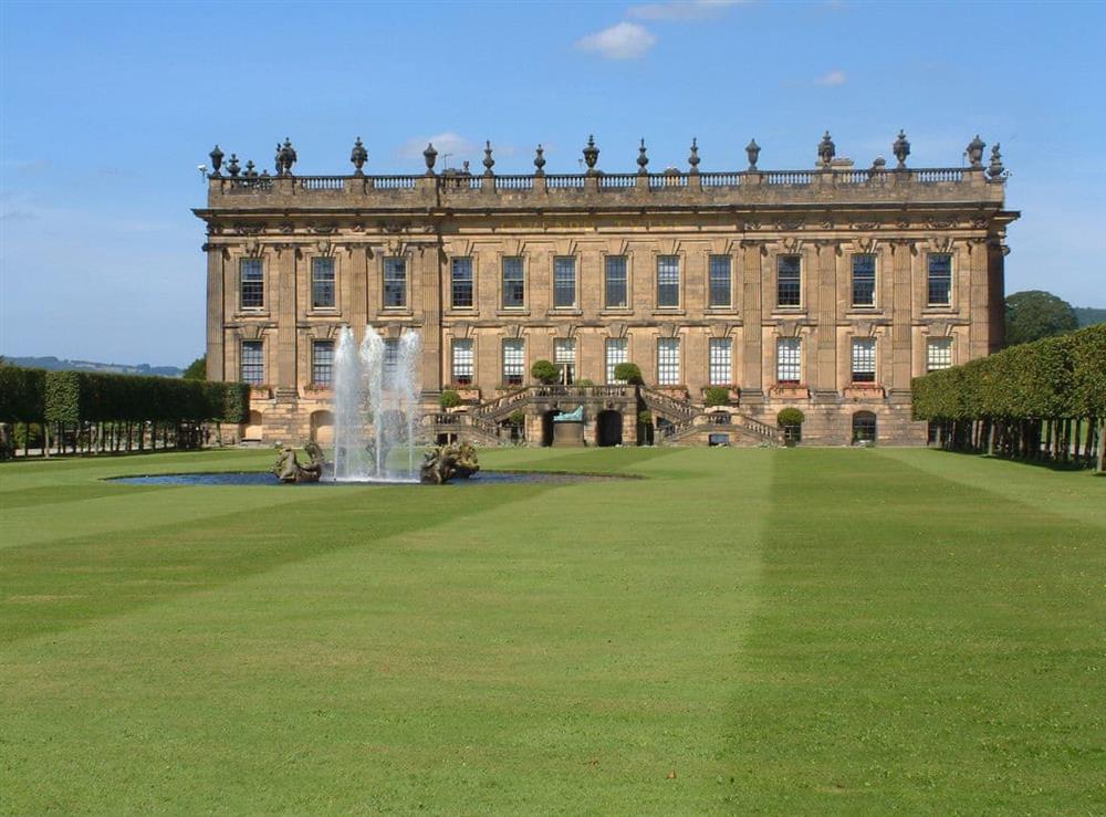 Chatsworth House, about 3.5 miles from the property, can be seen directly from the property at Little Hoot in Baslow, near Bakewell, Derbyshire, England