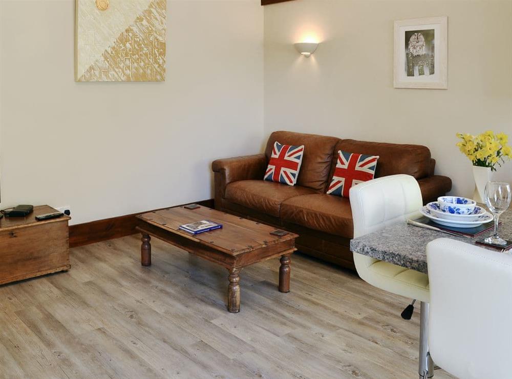 Comfortable living area at Little Hoot in Baslow, near Bakewell, Derbyshire, England