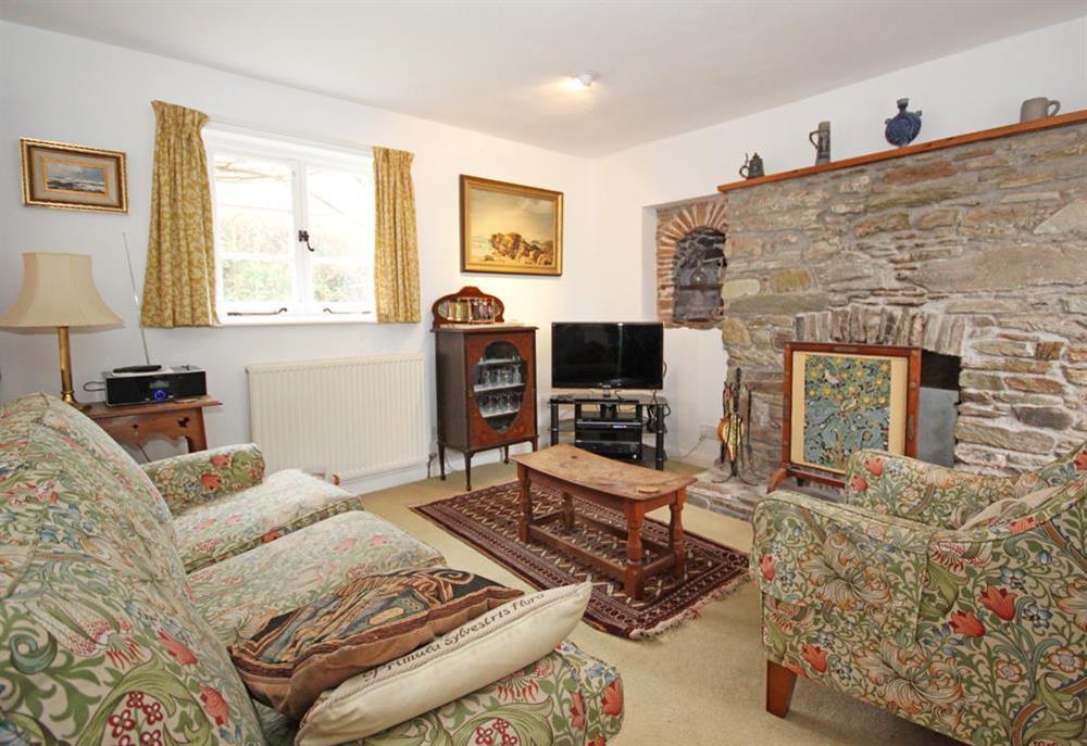 Comfortable lounge with new TV and DVD player at Little Horsecombe in Higher Batson, Salcombe
