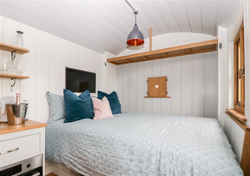 This is the bedroom at Little Hut, Lympsham