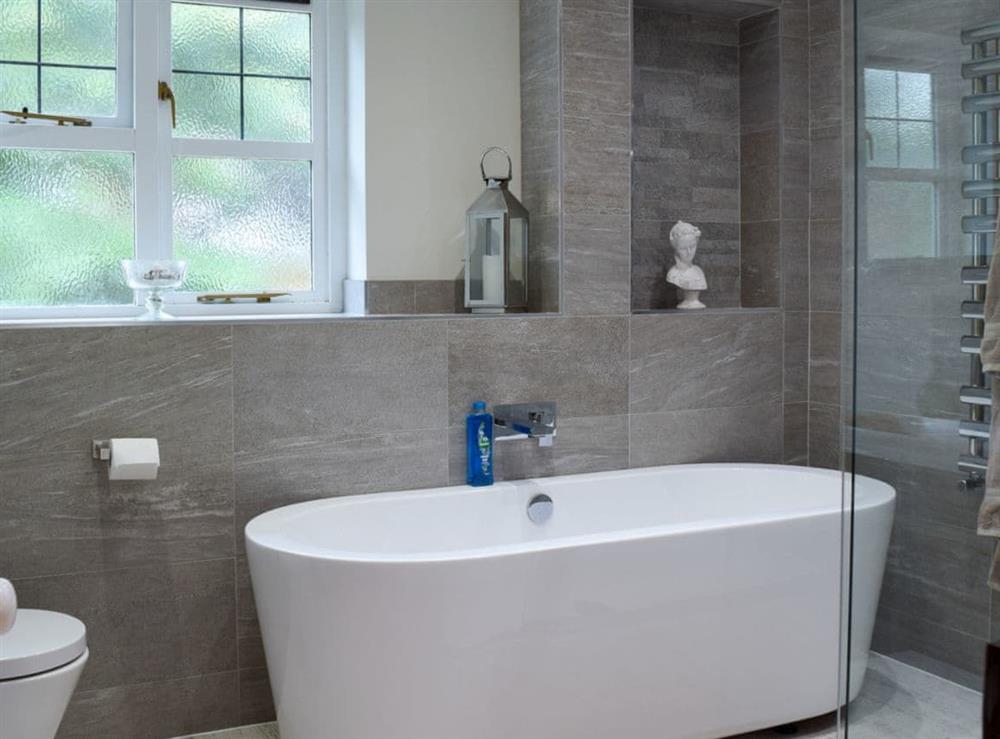 Bathroom with separate shower at Little Lodge in West Mersea, near Colchester, Essex