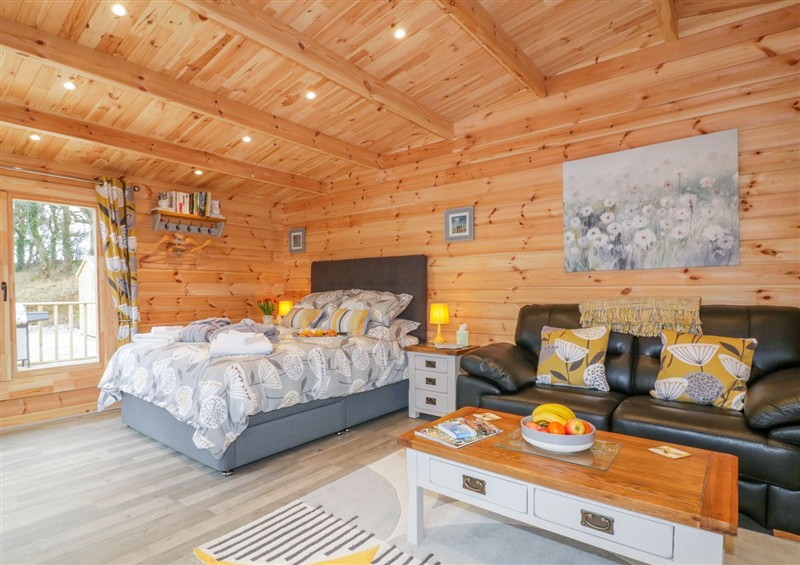 This is the bedroom at Little Orchard Lodge, Goonhavern