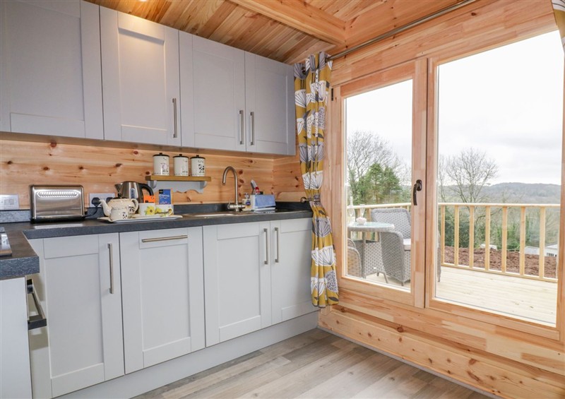 This is the kitchen at Little Orchard Lodge, Goonhavern