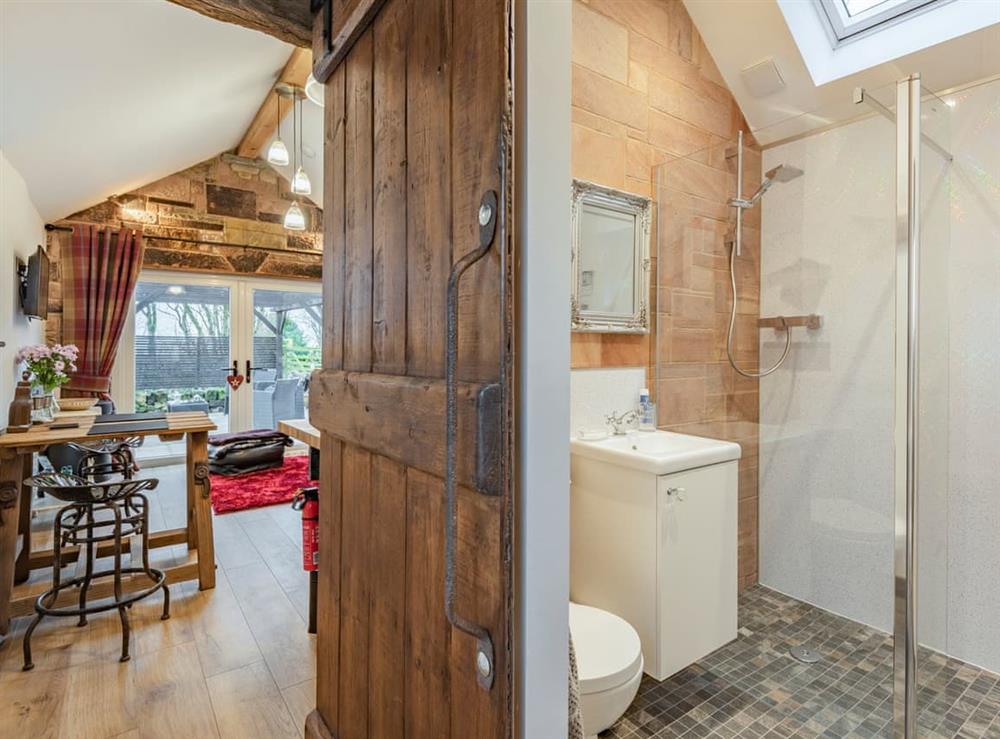 Shower room at Little Pines Lodge in Biddulph, Staffordshire