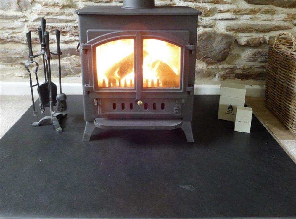 Warming wood burner at Grain Store 1, 