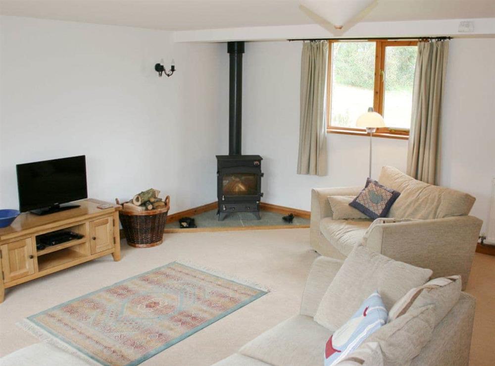 Living room at Little Shelvin Farm Cottage in Luppitt, near Honiton, Devon
