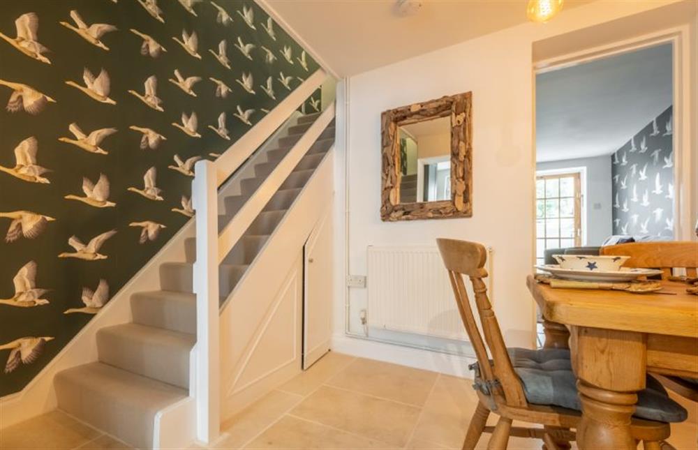 Stairs without the stair gate in place at Little Star Cottage, East Rudham near Kings Lynn