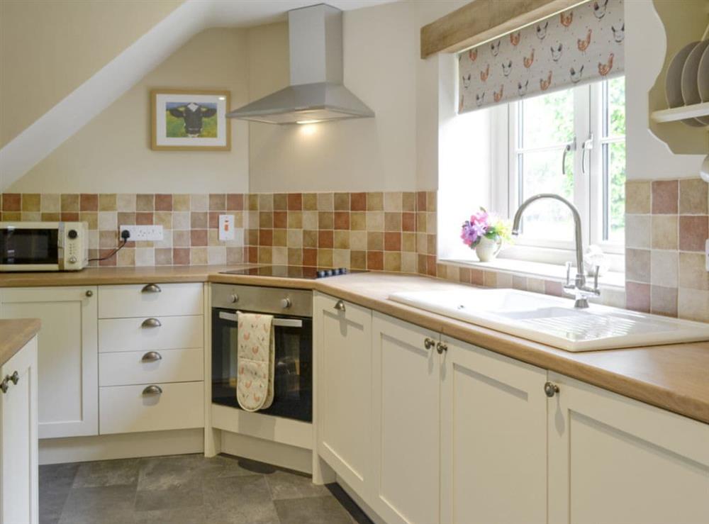 Well-equipped fitted kitchen at Little Warham Cottage in Beaford, near Torrington, Devon