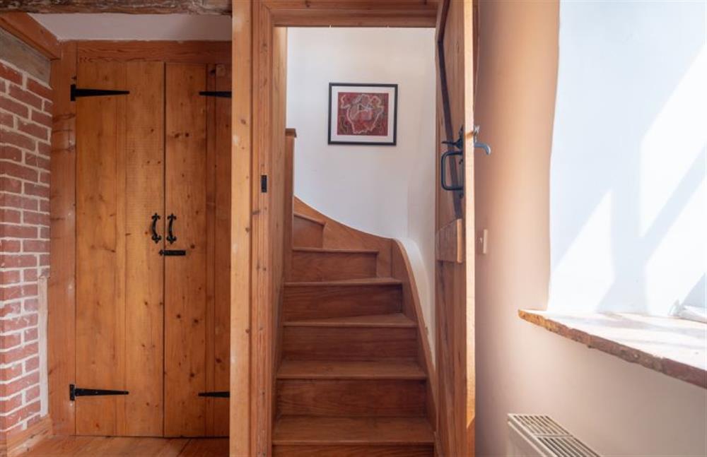 Ground floor: Stairs to bedroom two at Little Wells, Burnham Overy Staithe near Fakenham