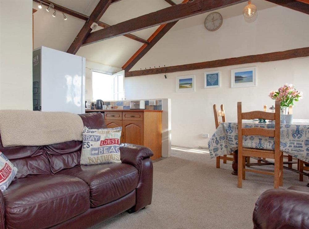 Open plan living space at Little Wren in Tresmorn, Bude, Cornwall., Great Britain
