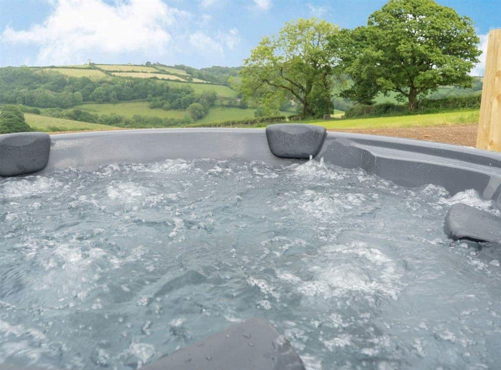 Hot tub at Llain Pods- Llain Pod 2 in Llanboidy, near Laugharne, Dyfed