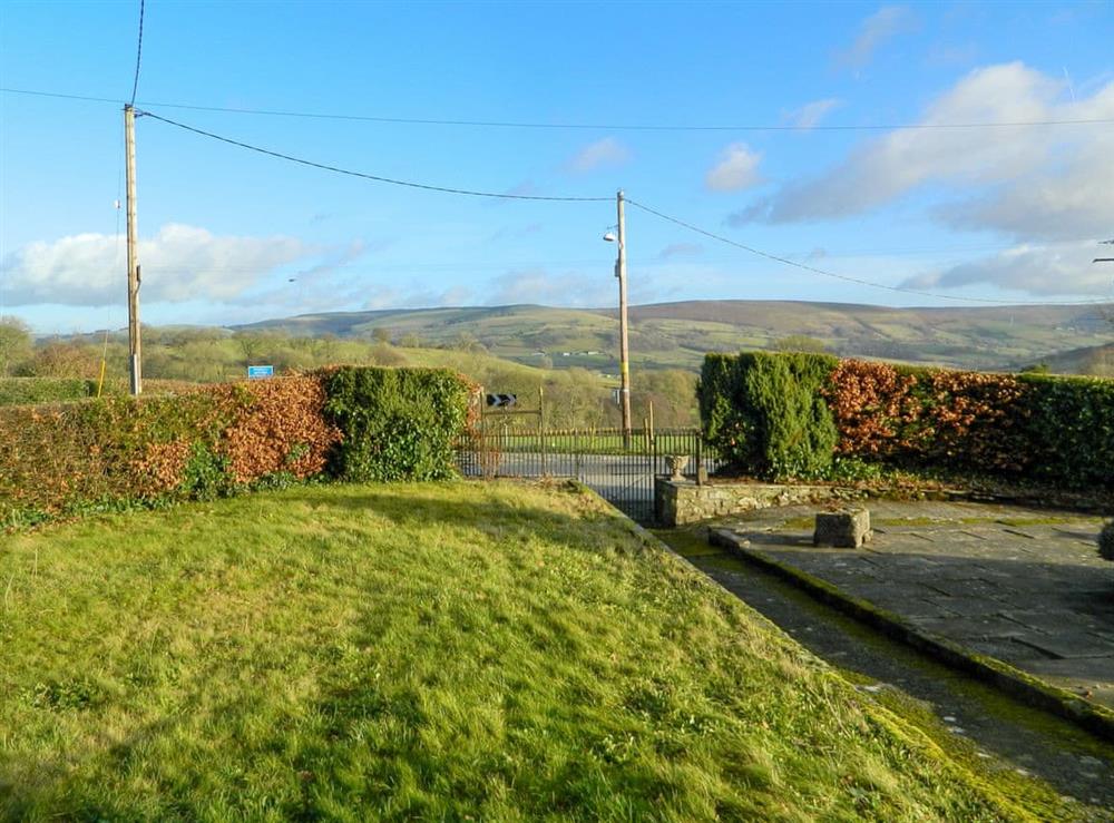 Garden with fantastic countryside views at Llansantffraed House in Hundred House, near Llandrindod Wells, Powys