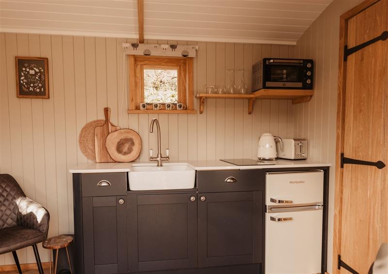 Kitchen at Llethr - Shepherds Hut, Llanbedr