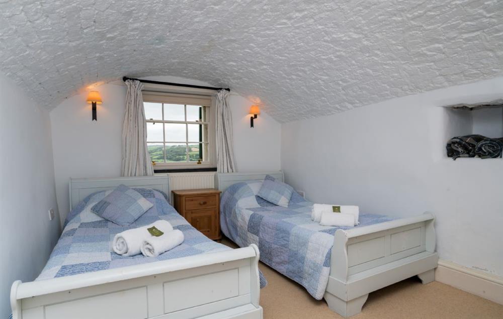 Lower ground floor:  Bedroom three with 3ft single beds at Lletty, Bodnant Estate, Colwyn Bay