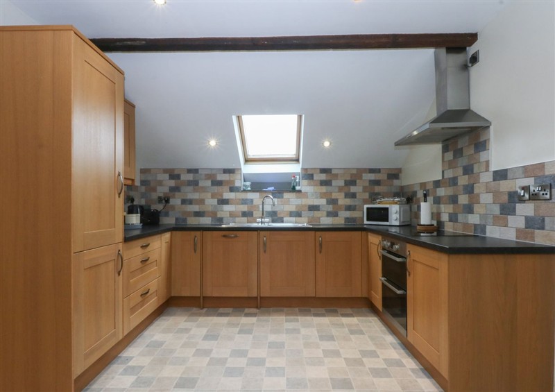 This is the kitchen at Llofft Yr Yd, Porthmadog