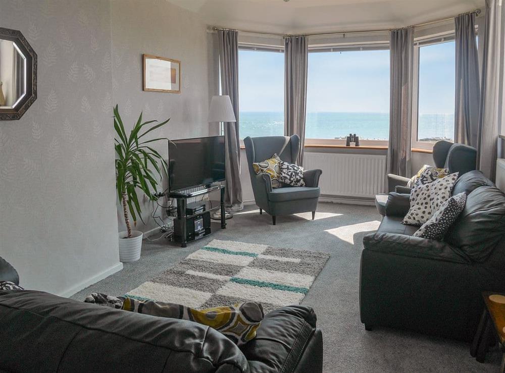 Light and airy living room with sea views at Lloyds Cottage in Portland Bill, near Portland, Dorset