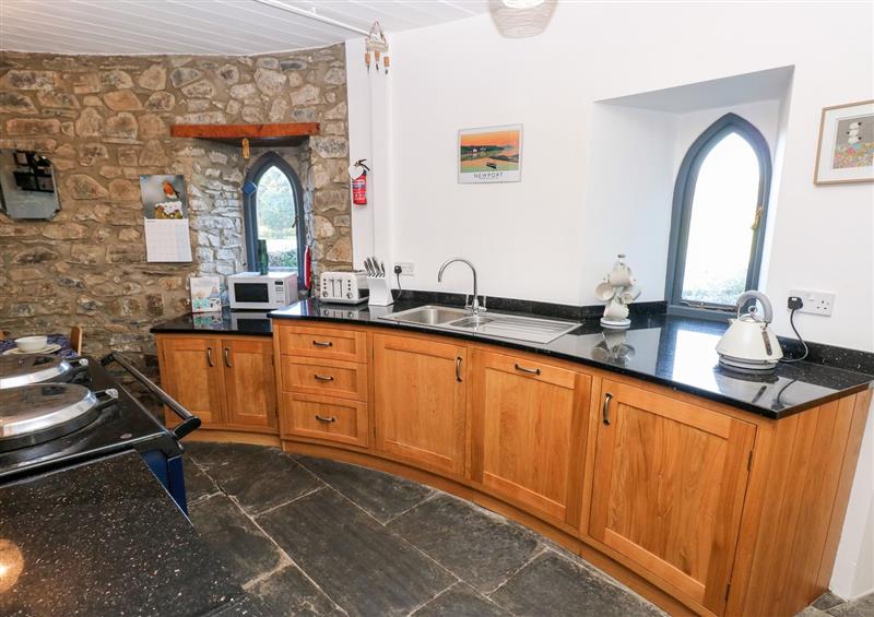 The kitchen at Llwyngwair Lodge, Newport