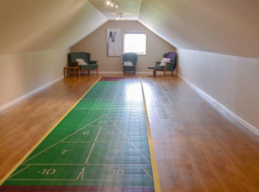 Entertaining games room with 45ft shuffleboard court at Lobster Ponds in Helmsdale, Highland