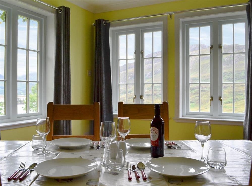 Dining area with wonderful views at Loch Long View in Dornie, Northern Highlands, Ross-Shire