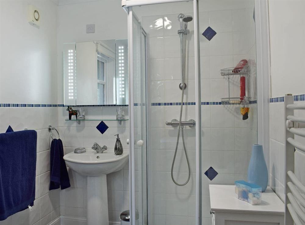En-suite with shower cubicle to double bedroom at Loch View Cottage in Strathyre, near Callander, Perthshire