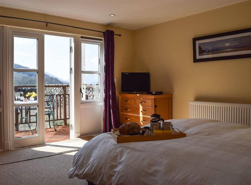 Bedroom with wonderful views at Lochearnside Lodge in St Fillans, near Crieff, Perthshire