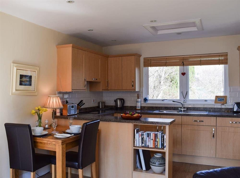 Kitchen and dining area at Lochearnside Lodge in St Fillans, near Crieff, Perthshire