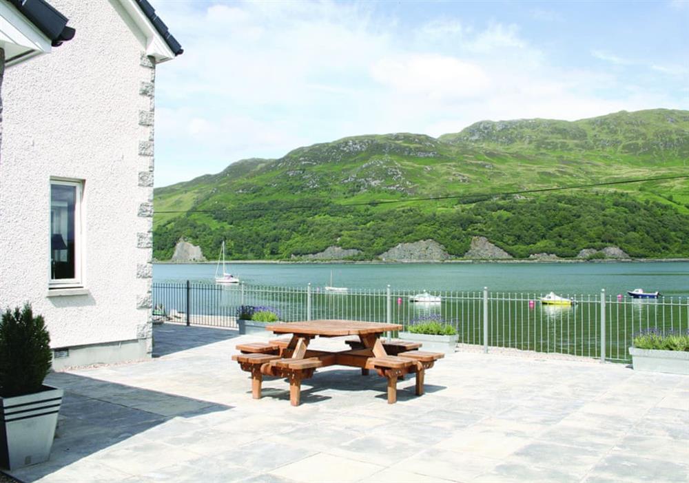 Lochside House patio at Lochside House in Kyle, Ross-Shire