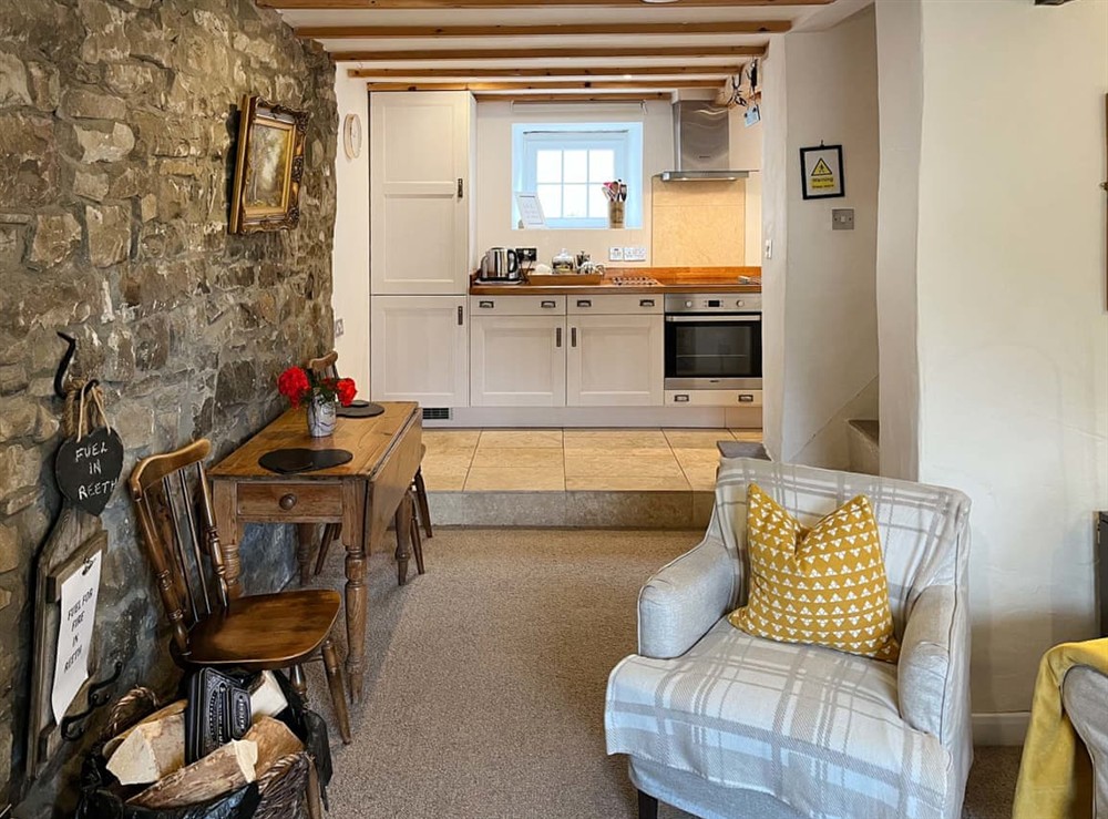 Open plan living space at Lock Heather Cottage in Healaugh, near Reeth, North Yorkshire