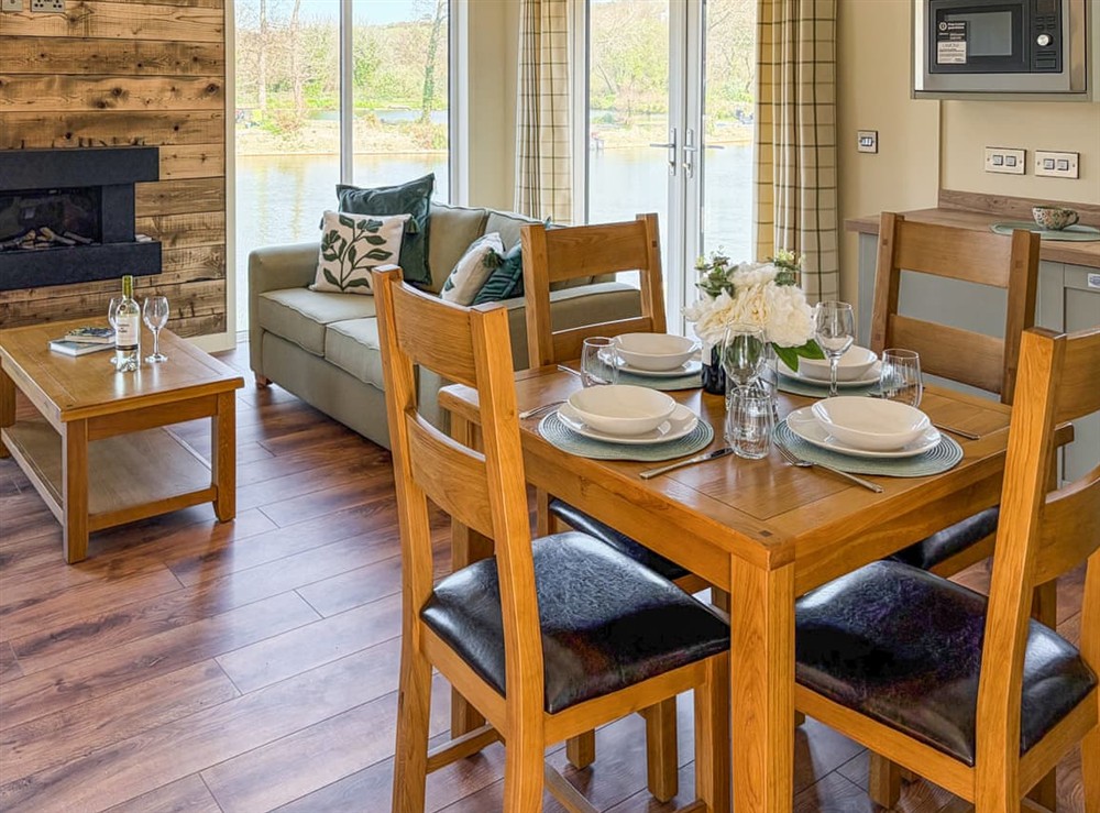 Open plan living space at Lodge 1 in Perranporth, Cornwall