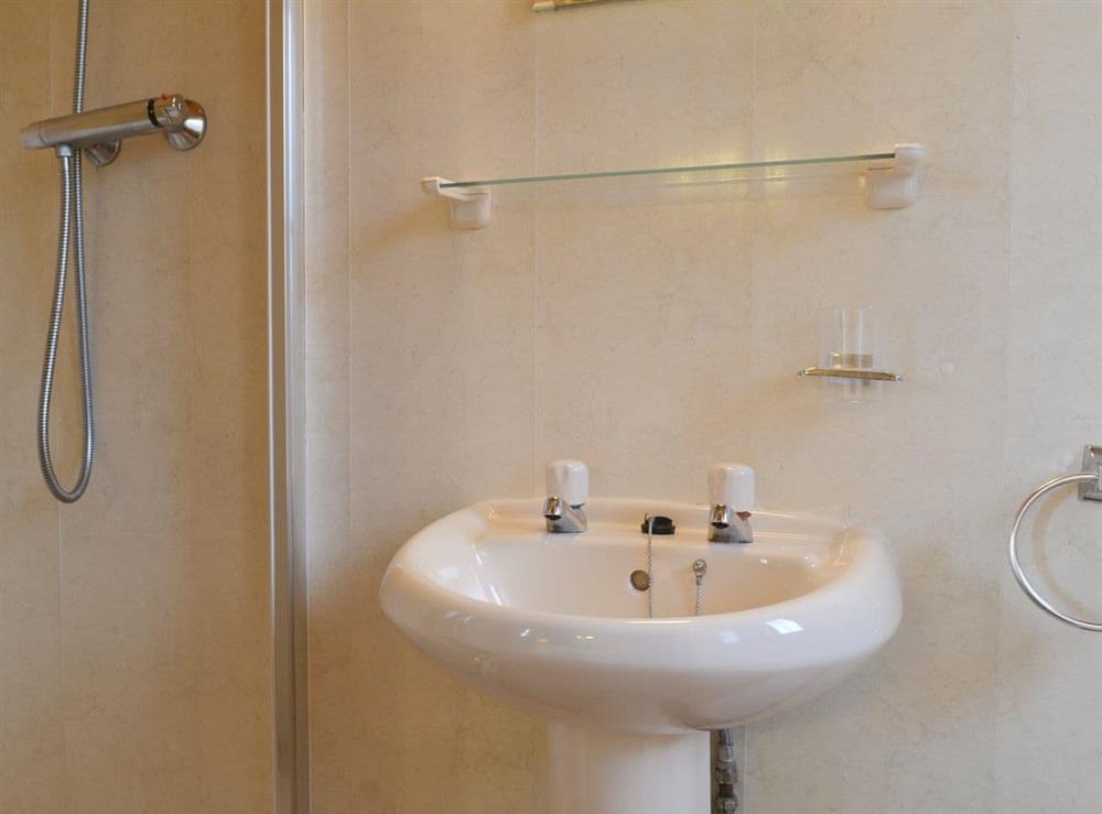 En-suite shower room at Lodge 18 in Woosley, Bideford, Devon
